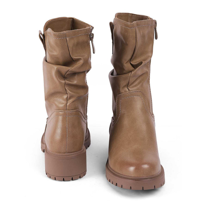 Saintmor Khaki Women's TPR Sole Ankle-length Boots Tresmode