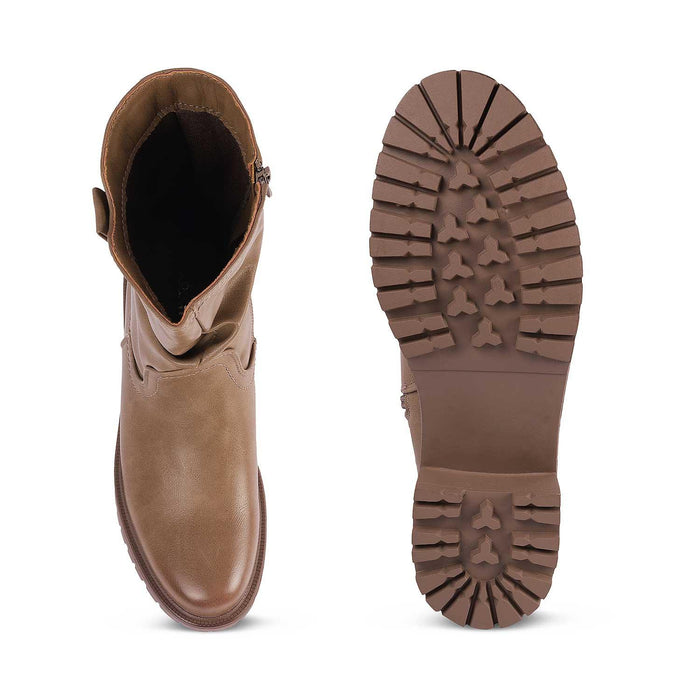 Saintmor Khaki Women's Comfortable Ankle-length Boots Tresmode