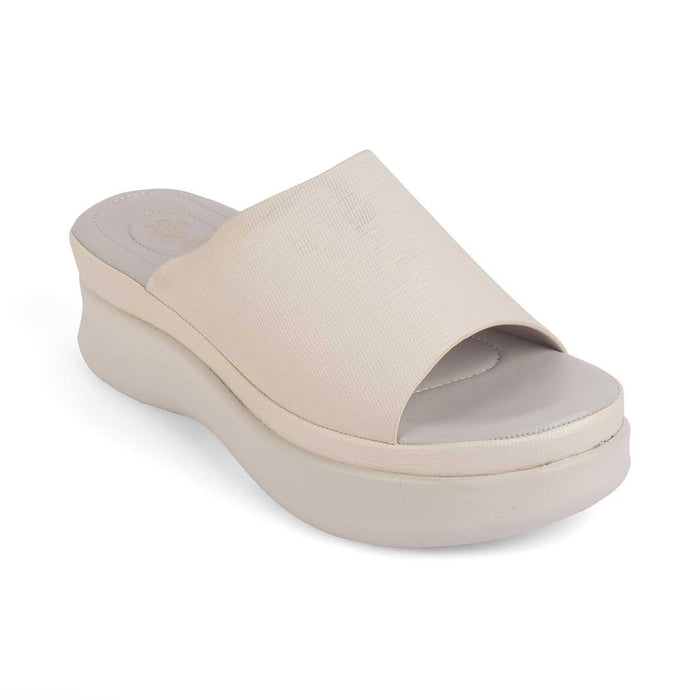 San White Women's Round Shape Wedges Tresmpde