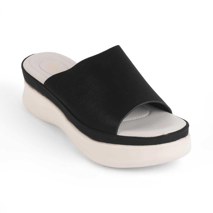 Sanned Black Women's Round Shape Wedges Tresmpde