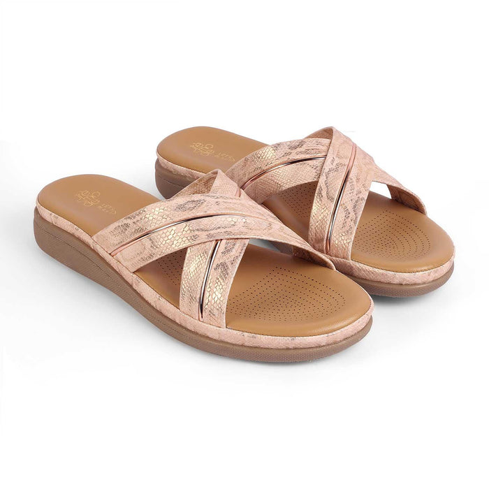 Slide Champagne Women's Vegan-Friendly Flats Tresmode