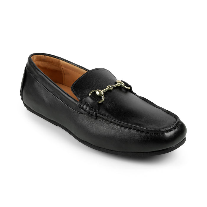 Men's Black Leather Loafers Tresmode