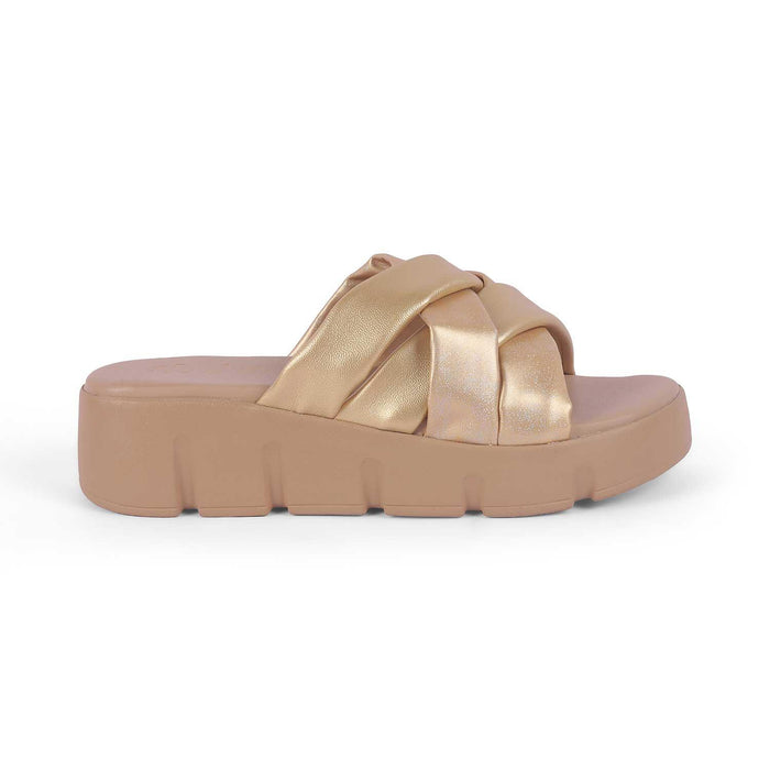 Stroco Gold Women's Chunky Sole Wedges Tresmode
