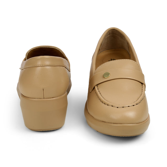 Tresmode Sugar Beige Women's Casual Wedge Loafers