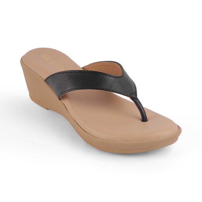 Terni Black Women's 2-inch Wedge Sandals Tresmode