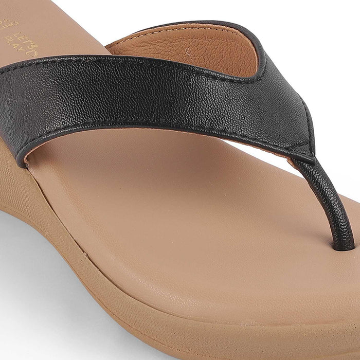 Terni Black Women's Casual Wedge Sandals Tresmode