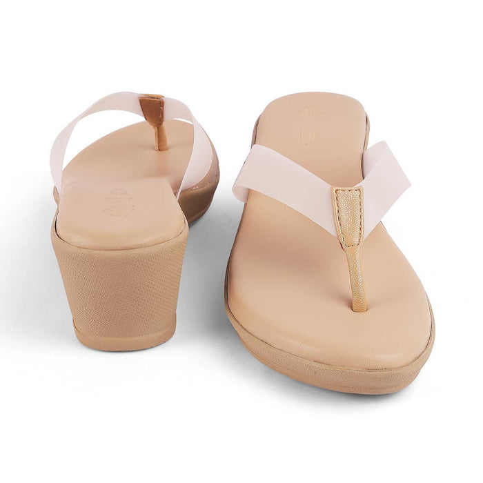 Ternto Beige Women's Vegan-Friendly Wedge Sandals Tresmode