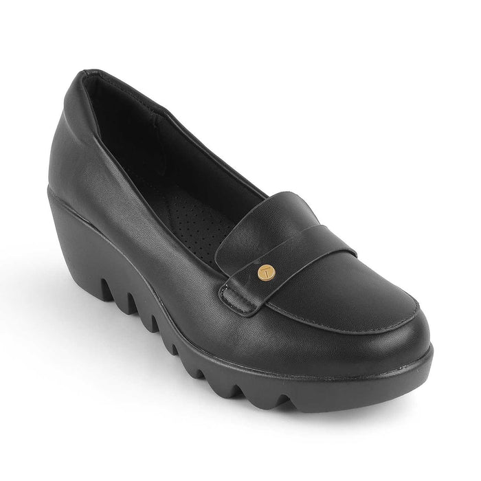 Towes Black Women's 2-inch Wedge Heel Sandals Tresmode