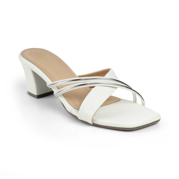 Women's White Block Heel Sandals Tresmode