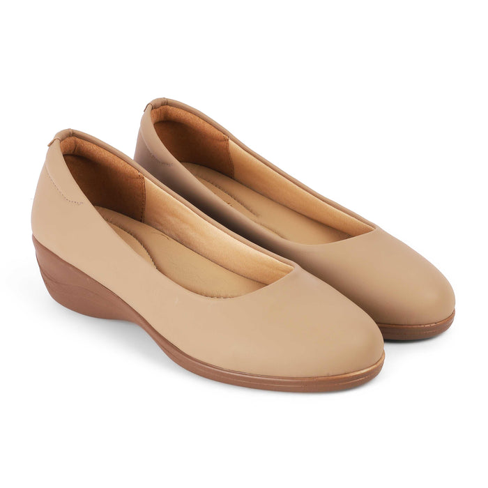 Vallersso Camel Women's TPR Sole Wedge Ballerinas Tresmode