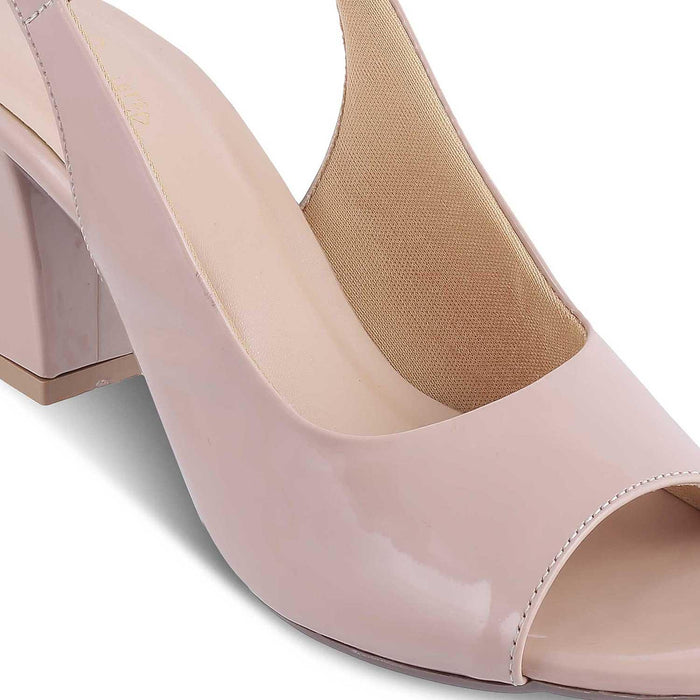 Tresmode Whou Beige Women's Dress Block Heel Sandals
