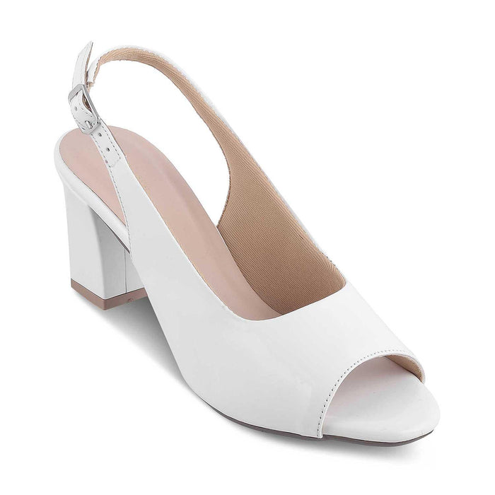 Tresmode Whou White Women's Dress Block Heel Sandals
