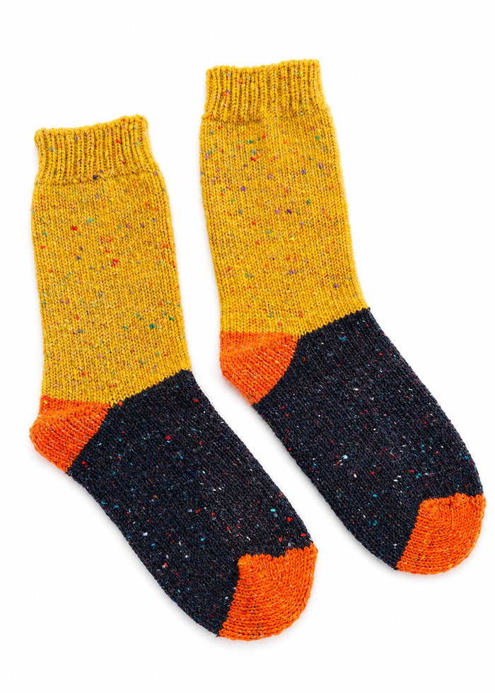 Tricolor Merino Wool Socks | Yellow, Brown & Orange