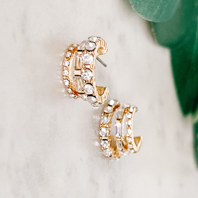 Triple Hoop Stone Encrusted Earring