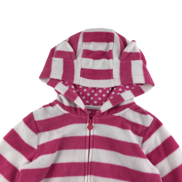 Tu 4 years pink and white striped cat ears hoodie