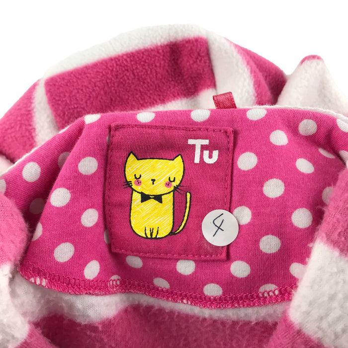 Tu 4 years pink and white striped cat ears hoodie