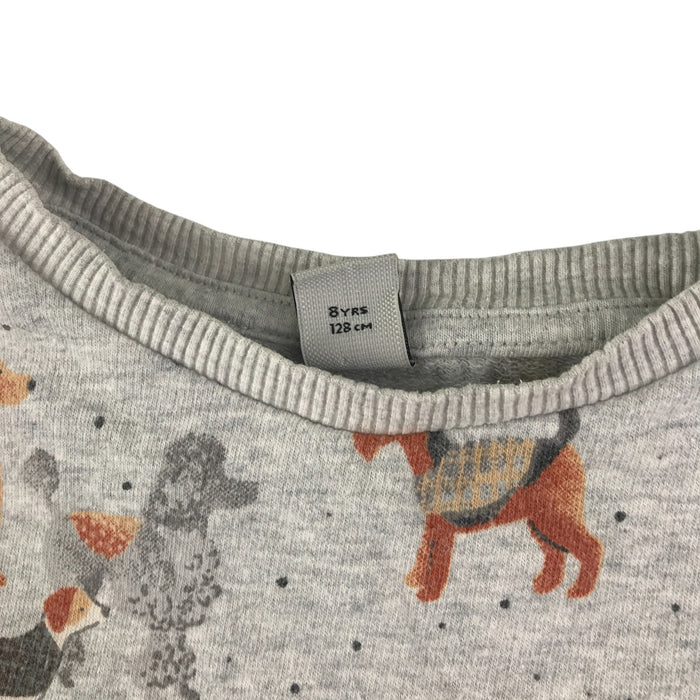 Tu 7-8 years grey dog print cotton sweater