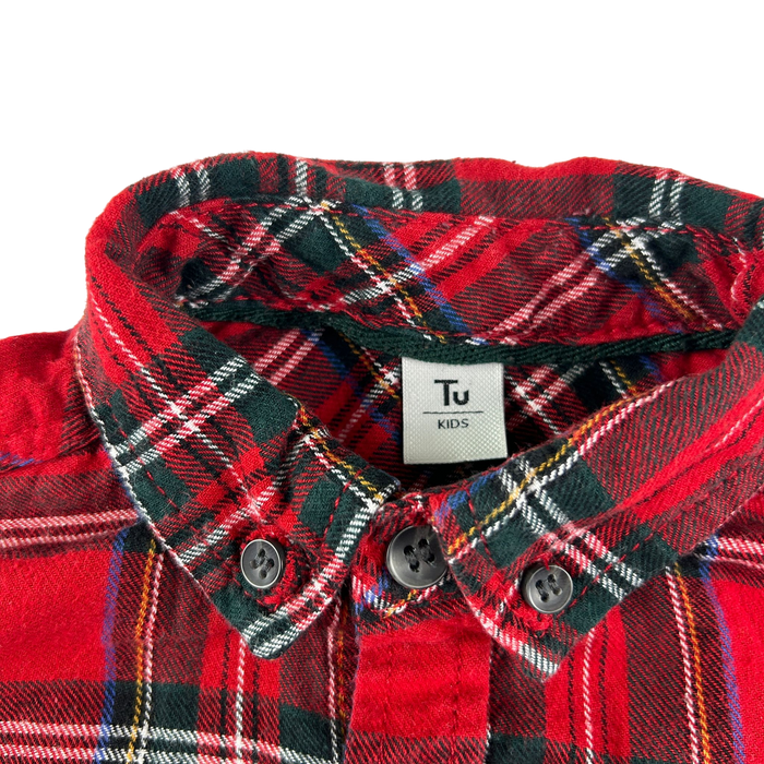 Tu 7-8 years red tartan check long sleeve cotton shirt