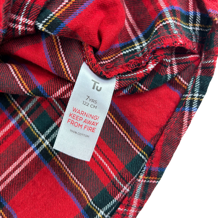 Tu 7-8 years red tartan check long sleeve cotton shirt