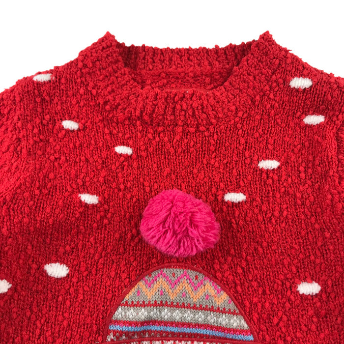 Tu festive jumper 5-6 Years red snow themed snowman graphic