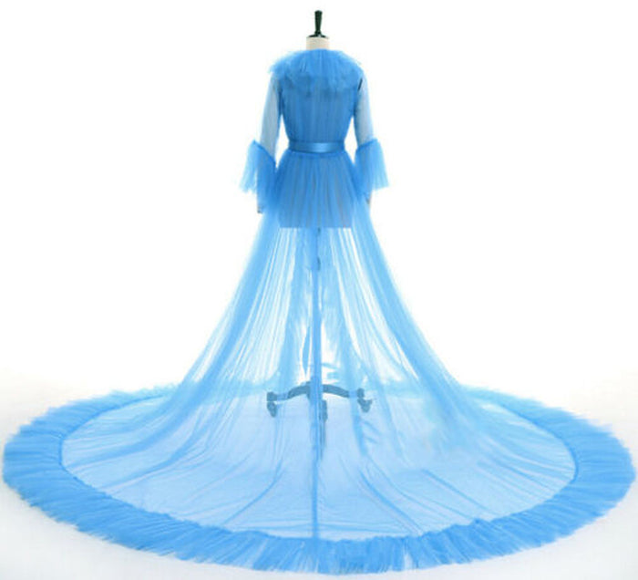 Tulle Sexy Photography Dresses 2021 Long Sleeve Court Train Illusion