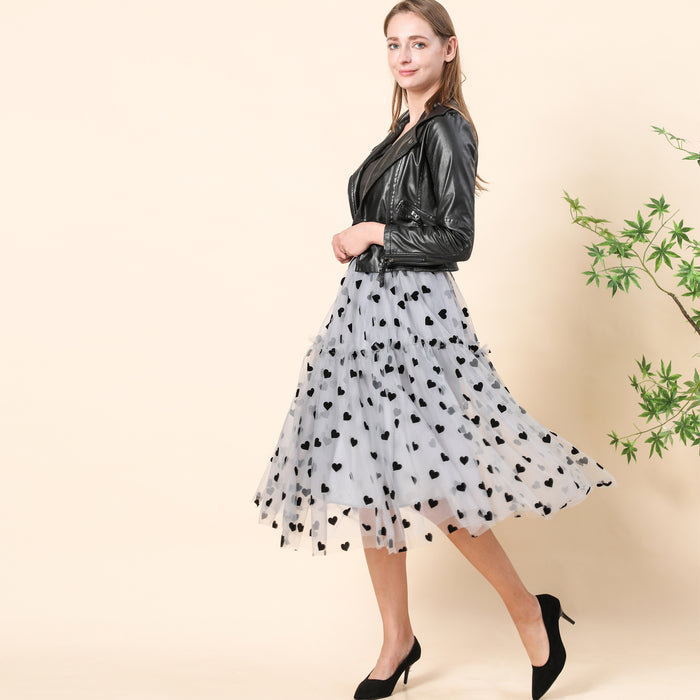 Tulle Tea-length Skirts A-line Puffy with Pleats
