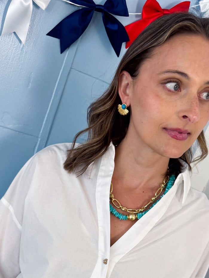 Treasure Jewels Turquoise Sunburst Stud – women's jewelry - earring