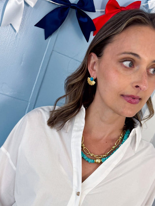 Treasure Jewels Turquoise Sunburst Stud – women's jewelry - earring