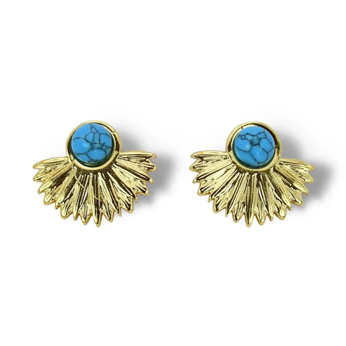 Treasure Jewels Turquoise Sunburst Stud – women's jewelry - earring