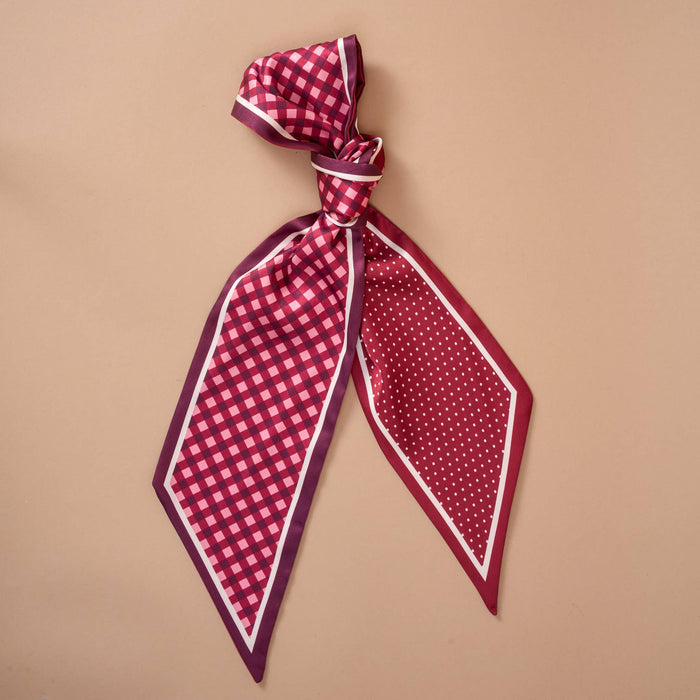 The Darling Effect Twirl & Tie Scarf Accessory-Gingham Burgundy – women's accessories - scarf