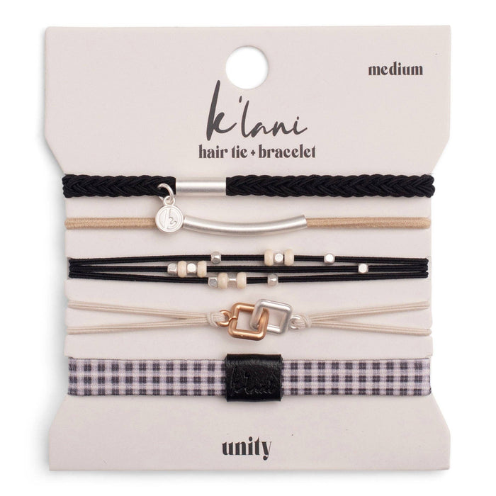 "Unity" Black with Silver Hair Tie Bracelets