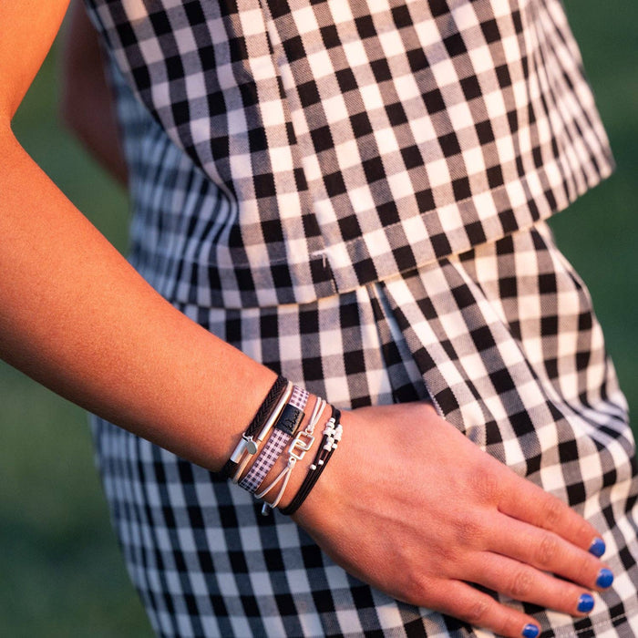 "Unity" Black with Silver Hair Tie Bracelets