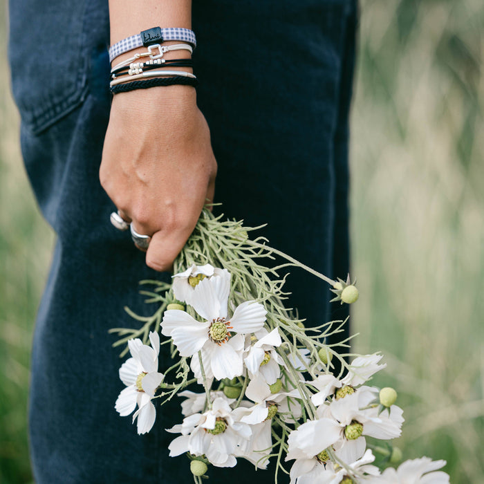 "Unity" Black with Silver Hair Tie Bracelets