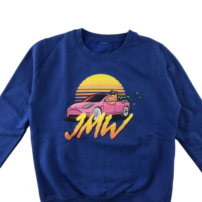 Unknown 7-8 years royal blue bear car print sweater