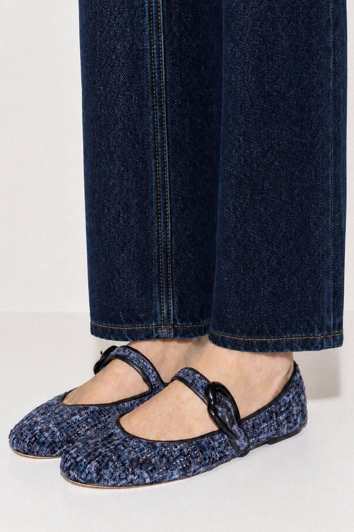 Verona Ballet Flat Midnight Blue Tweed Ballet Larroudé