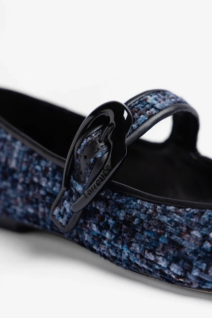 Verona Ballet Flat Midnight Blue Tweed Ballet Larroudé