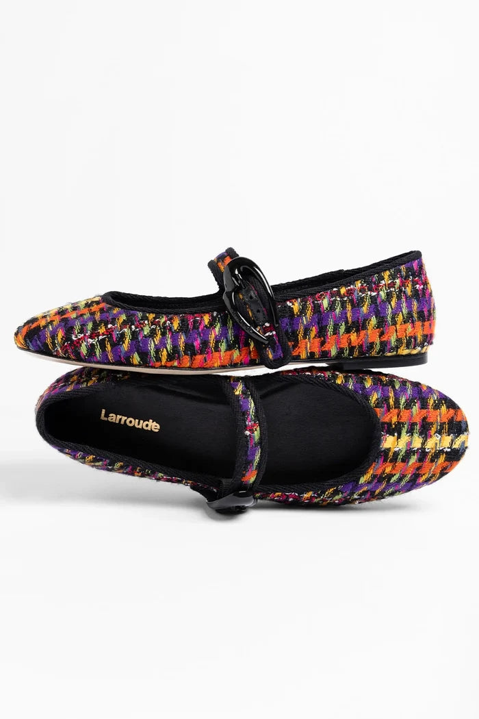 Verona Ballet Flat Multicolor Printed Tweed Ballet Larroudé