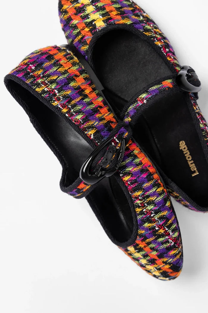 Verona Ballet Flat Multicolor Printed Tweed Ballet Larroudé