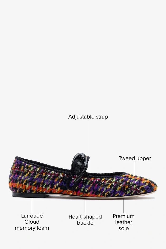 Verona Ballet Flat Multicolor Printed Tweed Ballet Larroudé