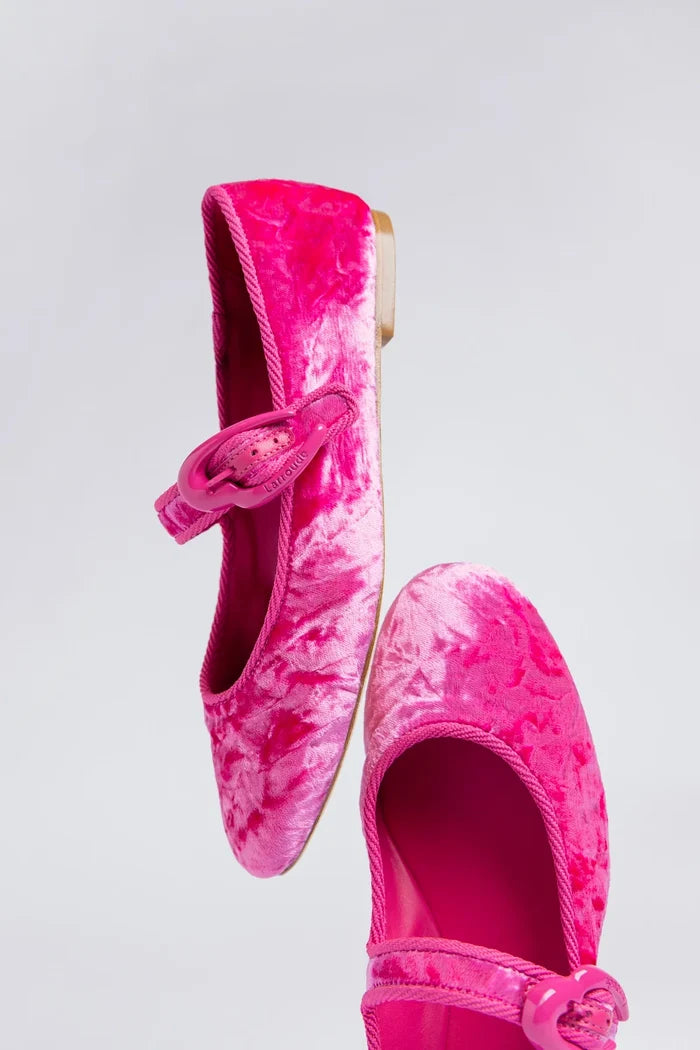 Verona Ballet Flat Pink Velvet Ballet Larroudé