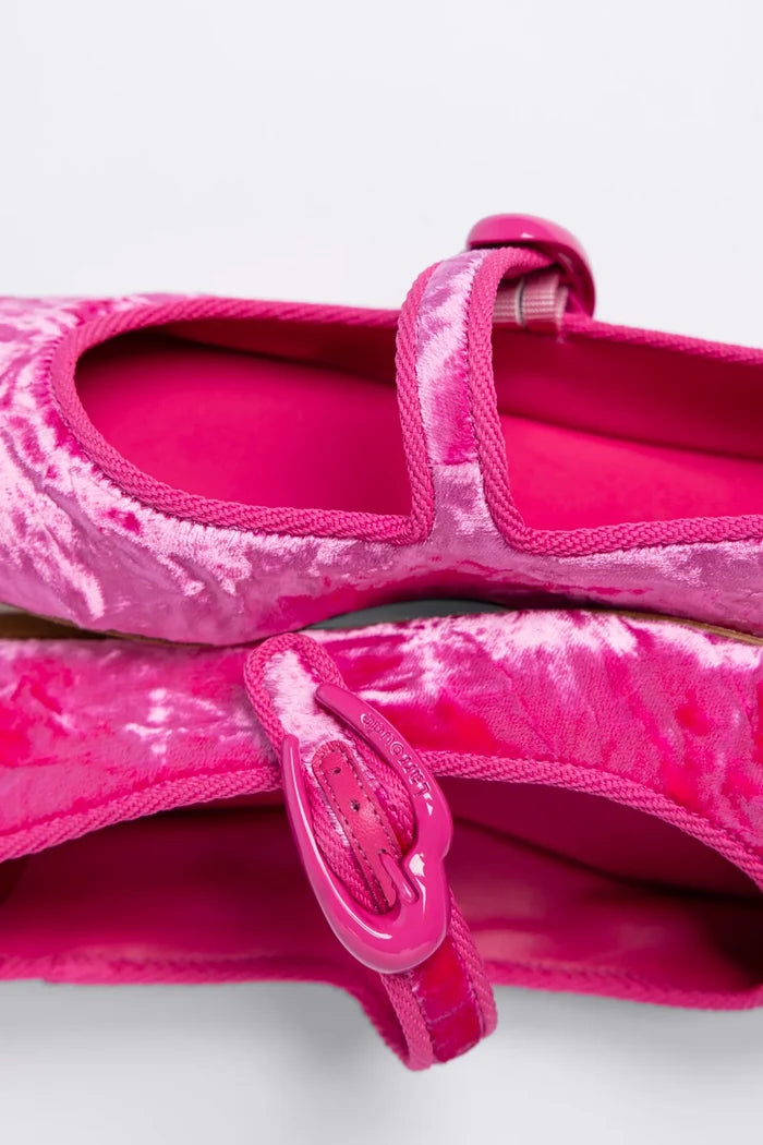 Verona Ballet Flat Pink Velvet Ballet Larroudé