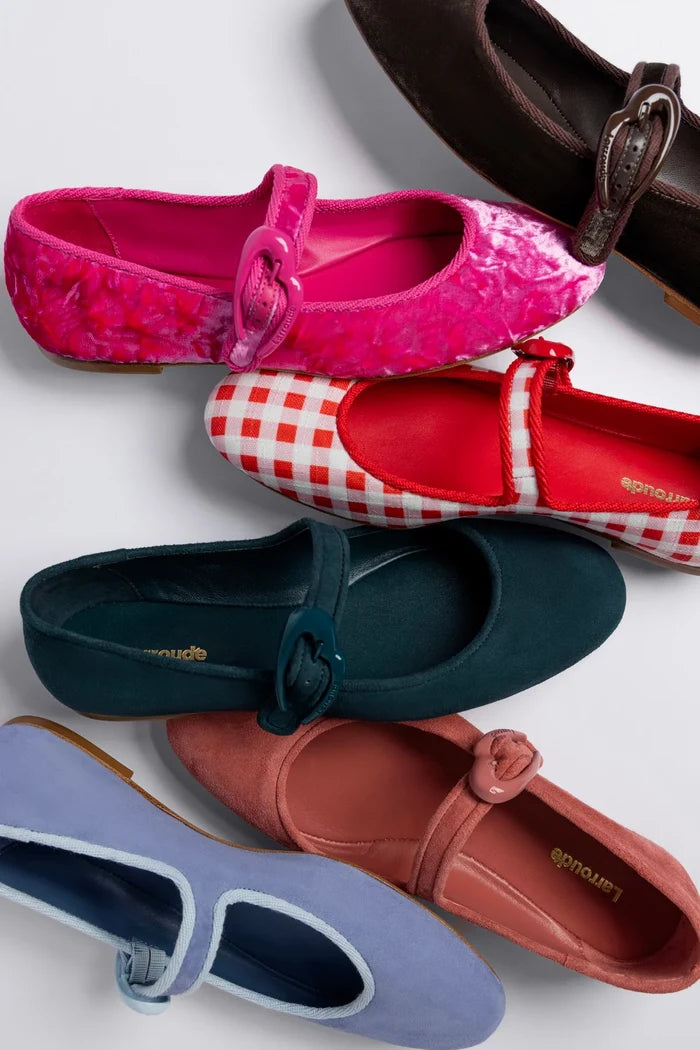 Verona Ballet Flat Pink Velvet Ballet Larroudé