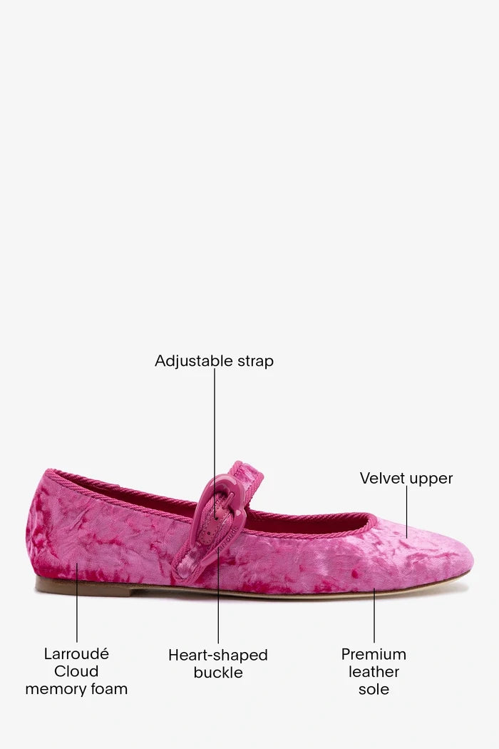 Verona Ballet Flat Pink Velvet Ballet Larroudé
