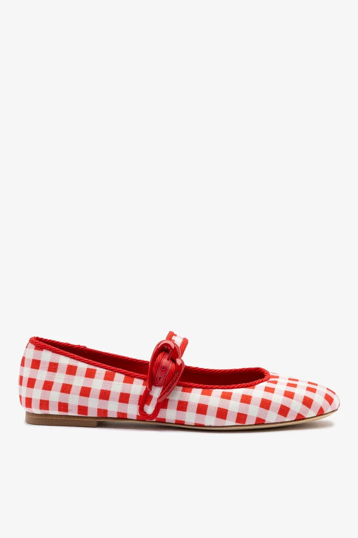 Verona Ballet Flat Scarlet Printed Fabric Ballet Larroudé