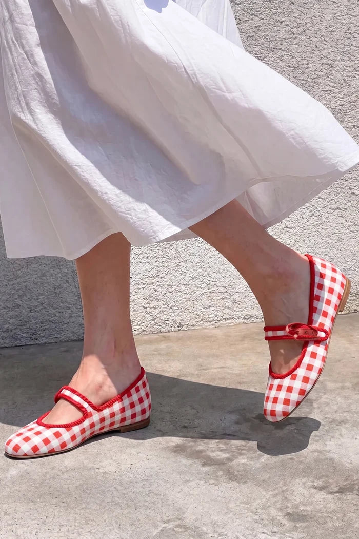 Verona Ballet Flat Scarlet Printed Fabric Ballet Larroudé
