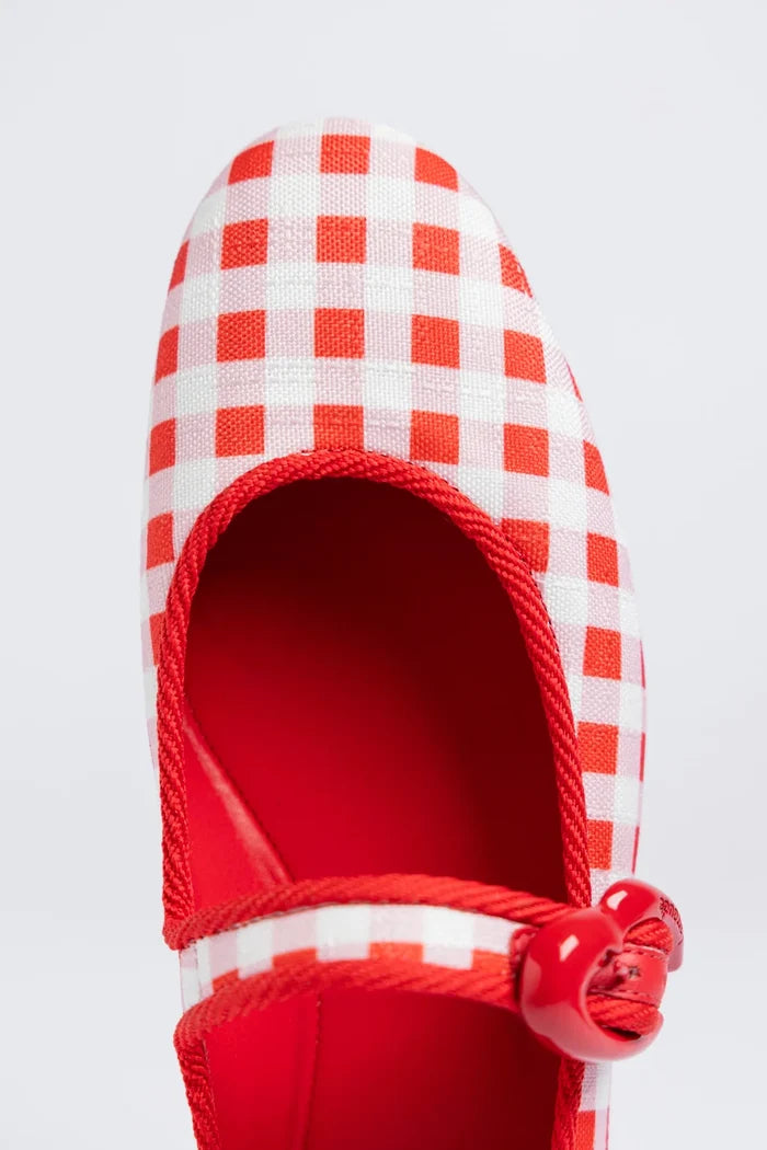 Verona Ballet Flat Scarlet Printed Fabric Ballet Larroudé