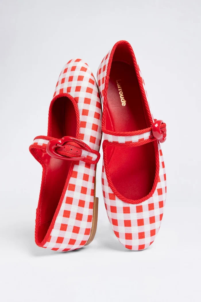 Verona Ballet Flat Scarlet Printed Fabric Ballet Larroudé