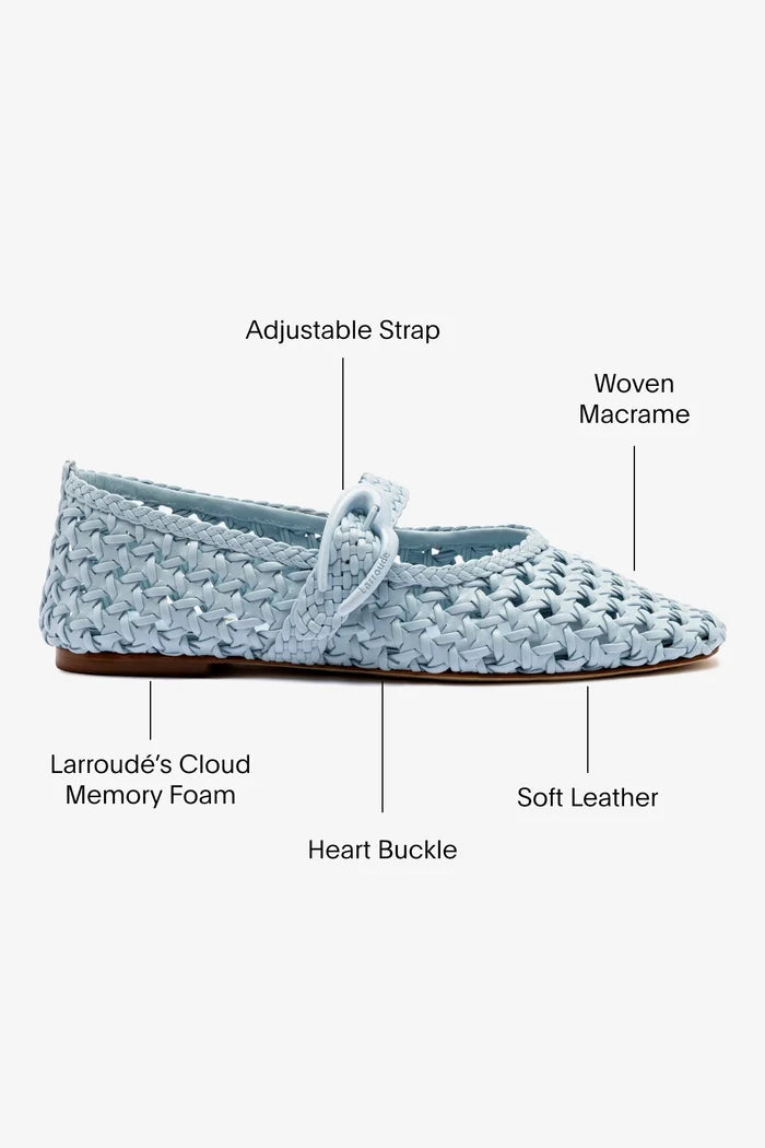 Verona Macrame Ballet Flat In Maya Leather Ballet Larroudé