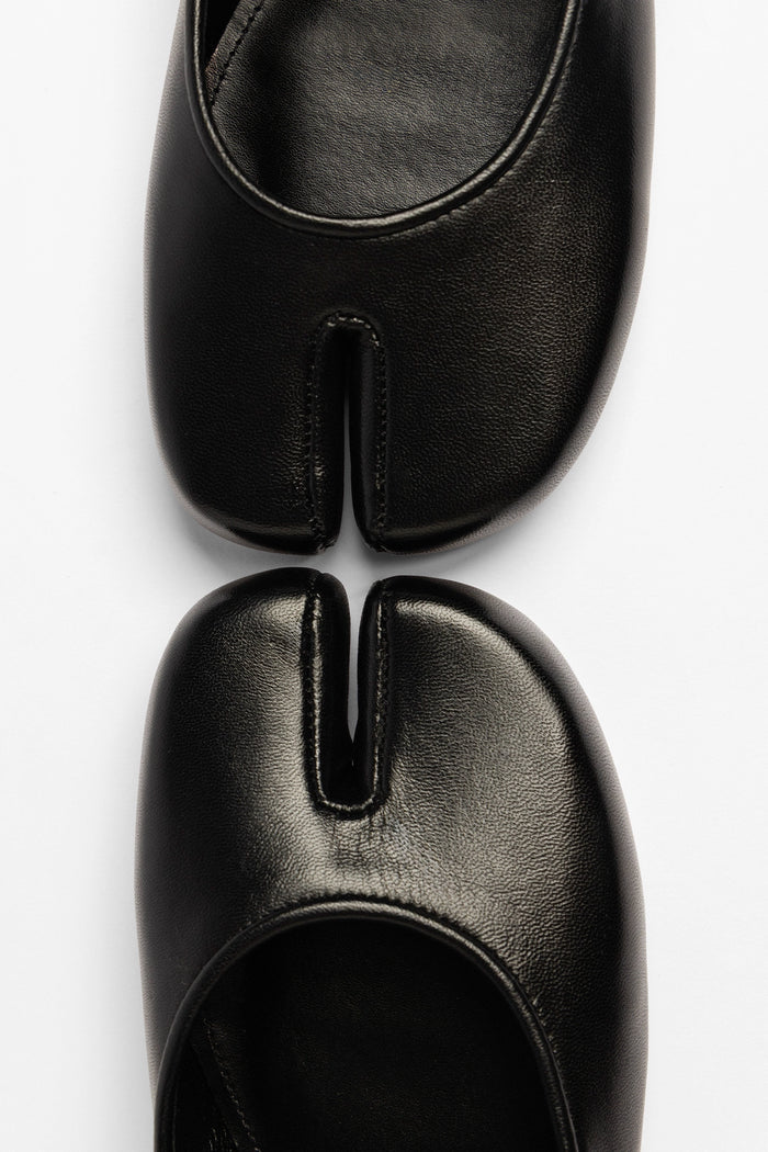 Verona Tabi Ballet Flat Black Leather Flat Larroudé