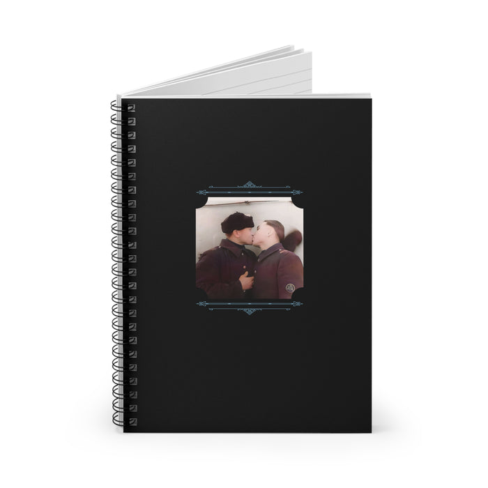 gay soviet soldiers notebook, queer wwii kiss, lgbtq notebook soviet, vintage photo spiral